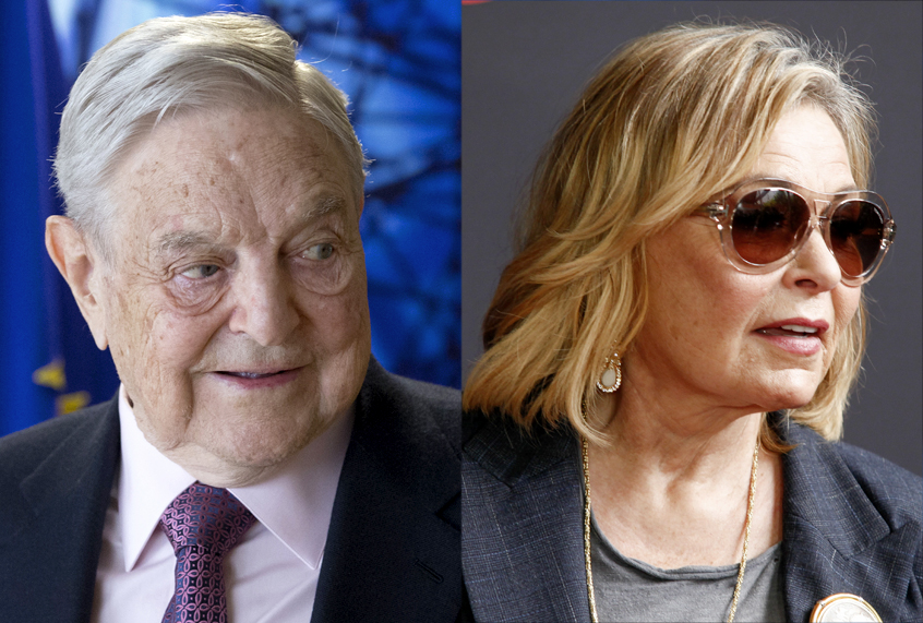 George Soros; Roseanne Barr (AP/Olivier Hoslet/Andy Kropa)