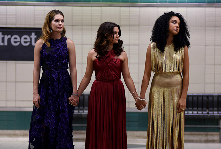 Meghann Fahy, Katie Stevens, and Aisha Dee in "The Bold Type" (Freeform/John Medland)
