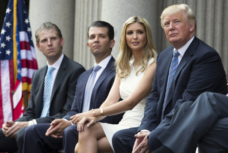 Eric Trump, Donald Trump Jr., Ivanka Trump; Donald Trump (AP/Evan Vucci)