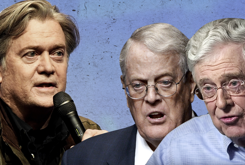 Steve Bannon; David Koch; Charles Koch (AP/Getty/Salon)