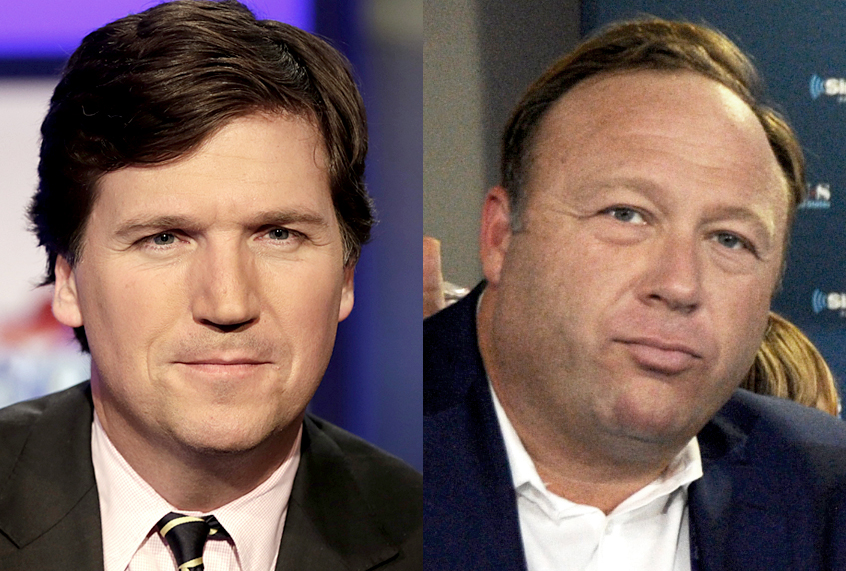Tucker Carlson; Alex Jones (AP/Getty)