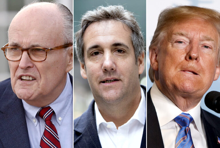 Rudy Giuliani; Michael Cohen; Donald Trump (AP Photo)