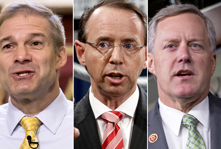 Jim Jordan; Rod Rosenstein; Mark Meadows (AP/Salon)