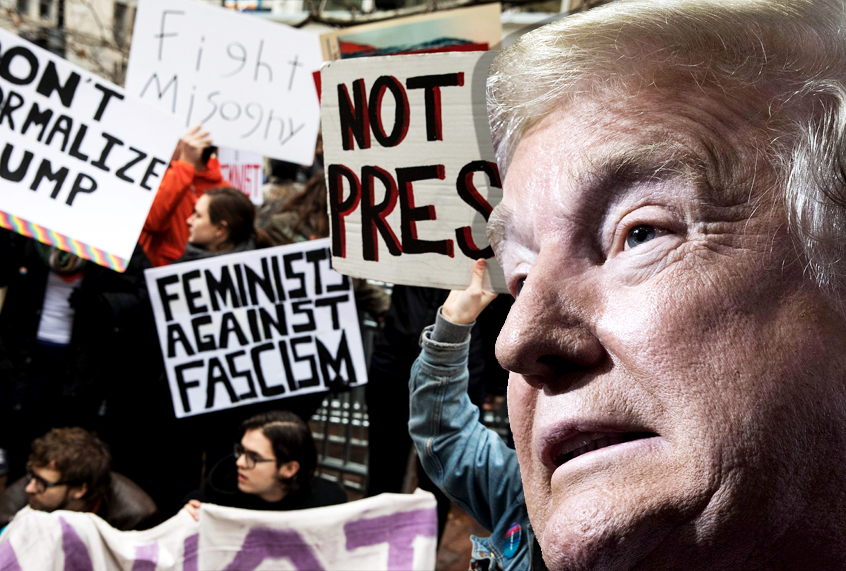 Demonstrators protest before the inauguration of Donald Trump (Getty/Photo Montage by Salon)