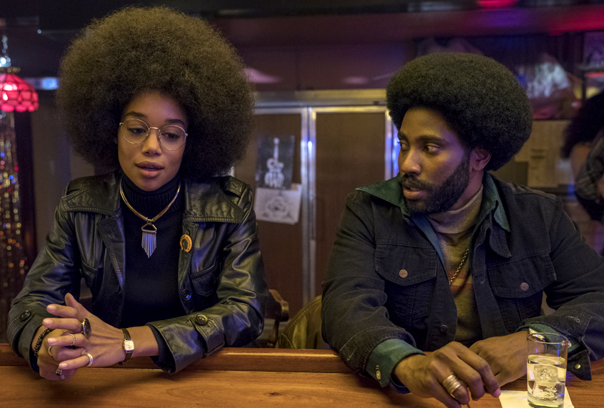 Laura Harrier as Patrice Dumas and John David Washington as Ron Stallworth in "BlacKkKlansman" (David Lee/Focus Features)