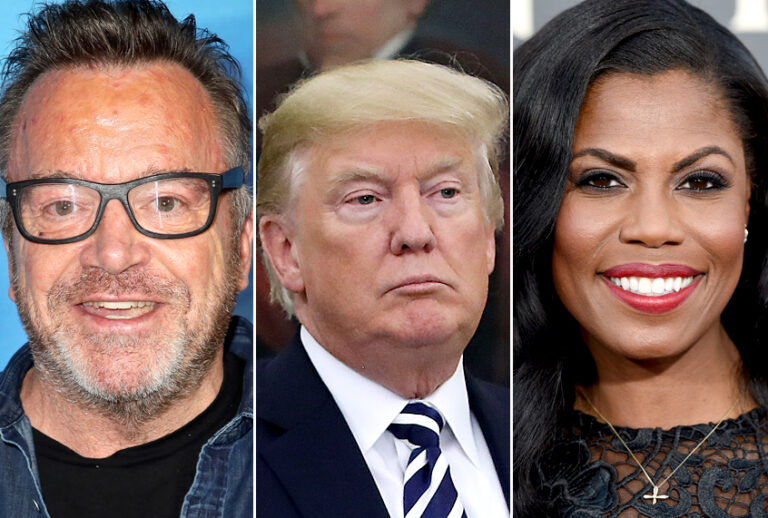 Tom Arnold; Donald Trump; Omarosa Manigault (Getty/David Livingston/Mark Wilson/AP/Chris Pizzello)