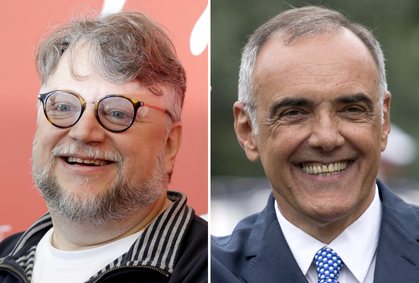 Guillermo del Toro; Alberto Barbera (AP/Kirsty Wigglesworth/David Azia)
