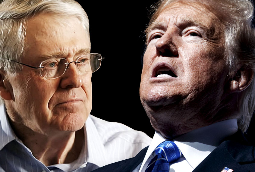 Charles Koch; Donald Trump (YouTube/AP/Salon)
