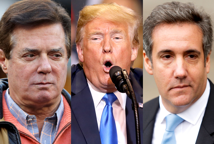 Paul Manafort; Donald Trump; Michael Cohen (Getty/Elsa/Rick Loomis/Eduardo Munoz Alvarez)