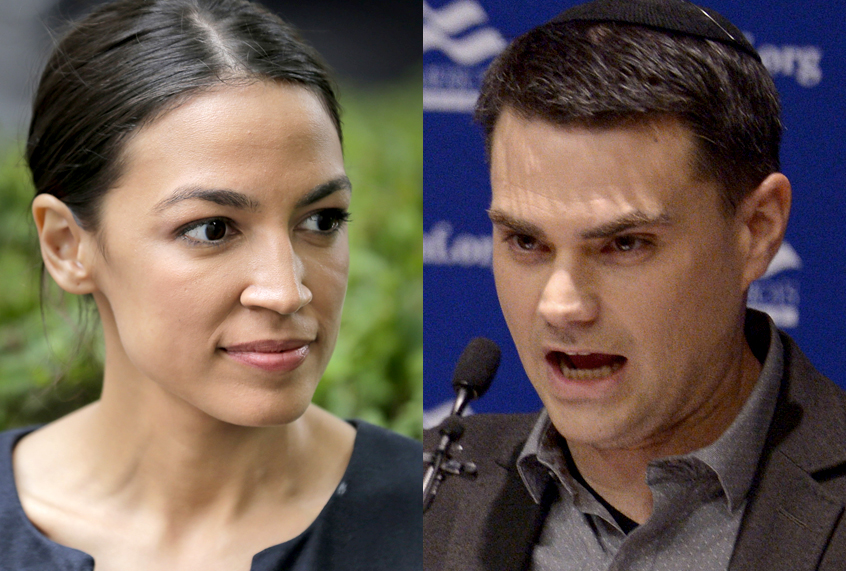 Alexandria Ocasio-Cortez; Ben Shapiro (AP/Seth Wenig/Leah Hogsten)