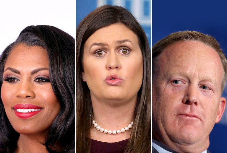 Omarosa Manigault; Sarah Huckabee Sanders; Sean Spicer (Getty/Frazer Harrison/Mark Wilson/Win McNamee)