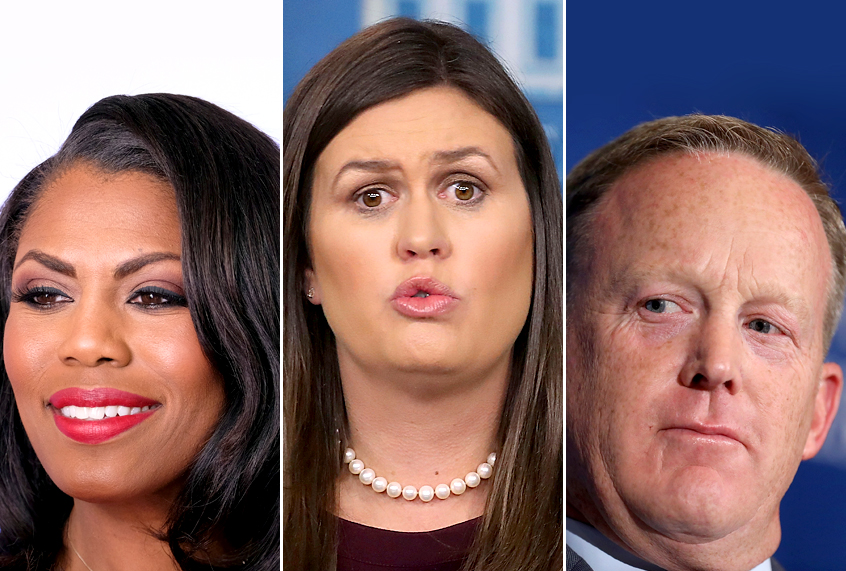 Omarosa Manigault; Sarah Huckabee Sanders; Sean Spicer (Getty/Frazer Harrison/Mark Wilson/Win McNamee)
