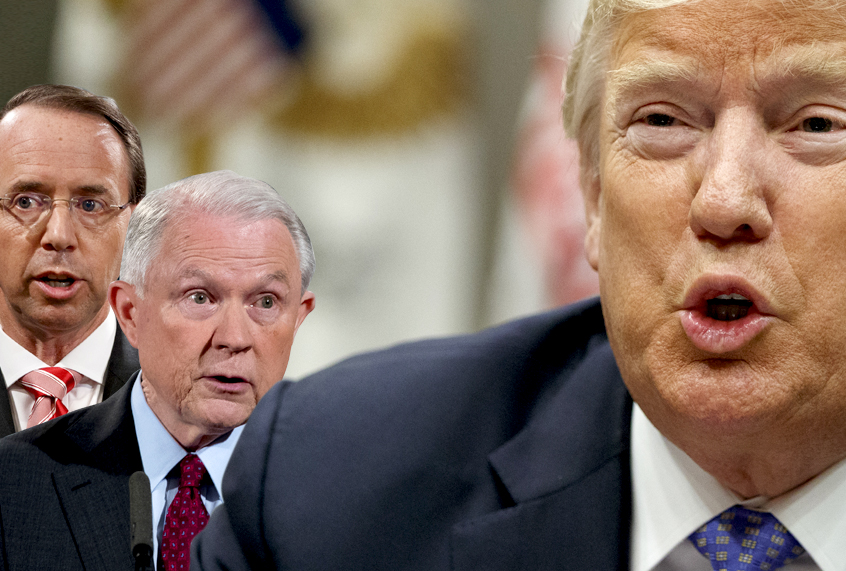 Rod Rosenstein; Jeff Sessions; Donald Trump (AP/Salon)