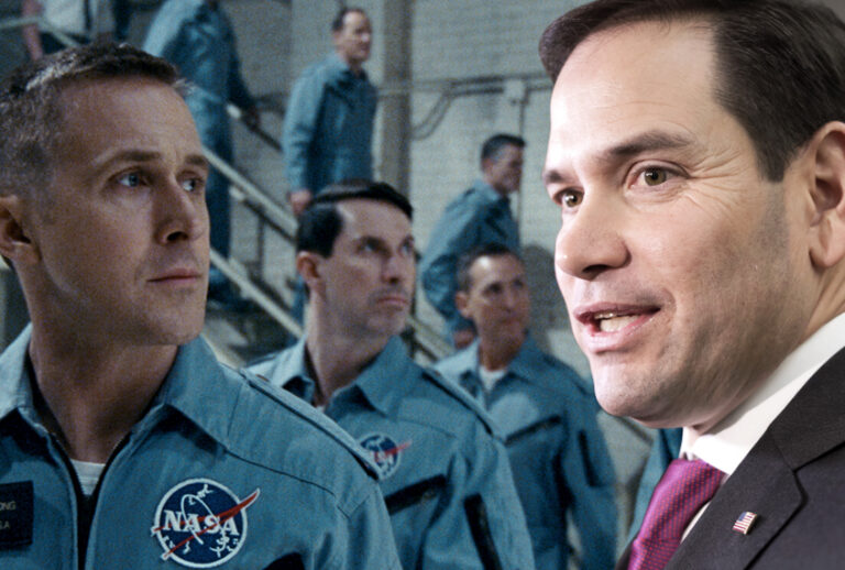 Ryan Gosling as Neil Armstrong in "First Man;" Marco Rubio (AP/Universal Pictures)