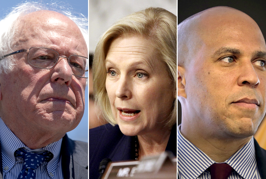 Bernie Sanders; Kirsten Gillibrand; Cory Booker (Getty/AP)