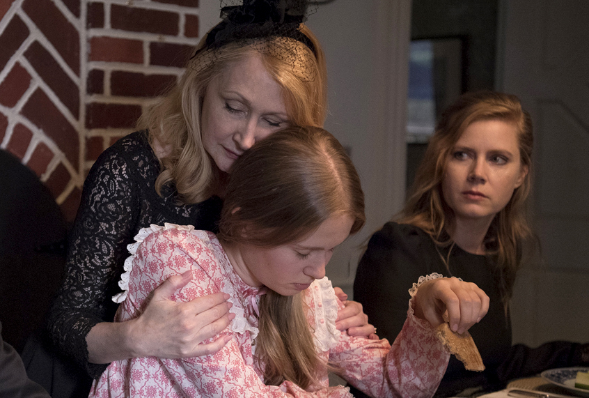 Patricia Clarkson as Adora Crellin, Eliza Scanlen as Amma Crellin, and Amy Adams as Camille Preaker in "Sharp Objects" (HBO/Anne Marie Fox)