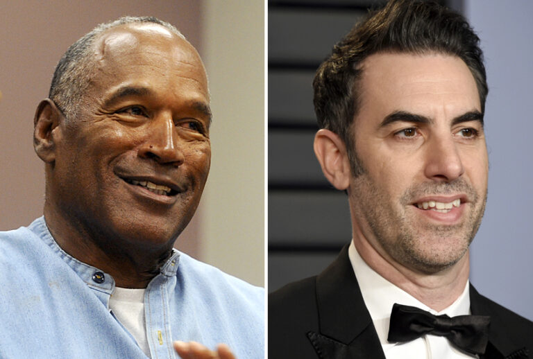 O.J. Simpson; Sacha Baron Cohen (AP/Jason Bean/Evan Agostini)