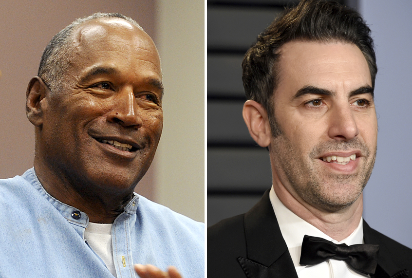 O.J. Simpson; Sacha Baron Cohen (AP/Jason Bean/Evan Agostini)