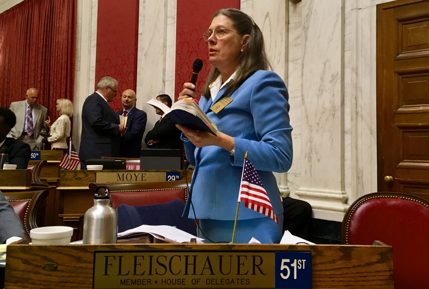 Democratic Delegate Barbara Evans Fleischauer asks a question during an impeachment hearing involving West Virginia Supreme Court justices in the House of Delegates chambers in Charleston, W.Va., Aug. 13, 2018. (AP/John Raby)