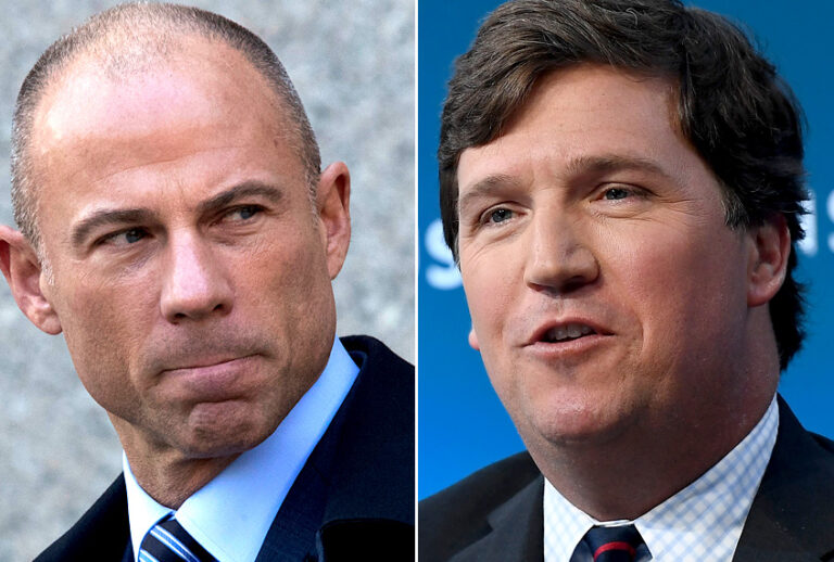 Michael Avenatti; Tucker Carlson (AP/Mary Altaffer/Getty/Roy Rochlin)