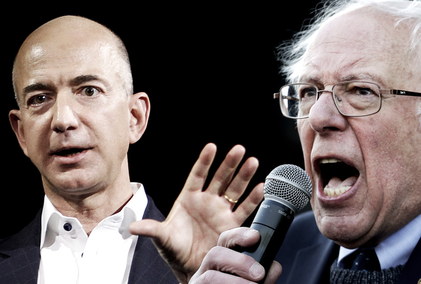 Jeff Bezos; Bernie Sanders (AP/Salon)