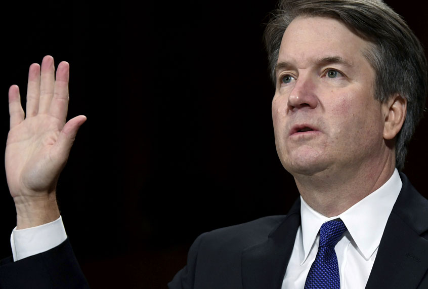 Supreme Court nominee Judge Brett Kavanaugh is sworn in before testifying before the Senate Judiciary Committee, Thursday, Sept. 27, 2018 on Capitol Hill in Washington. (AP/Saul Loeb)