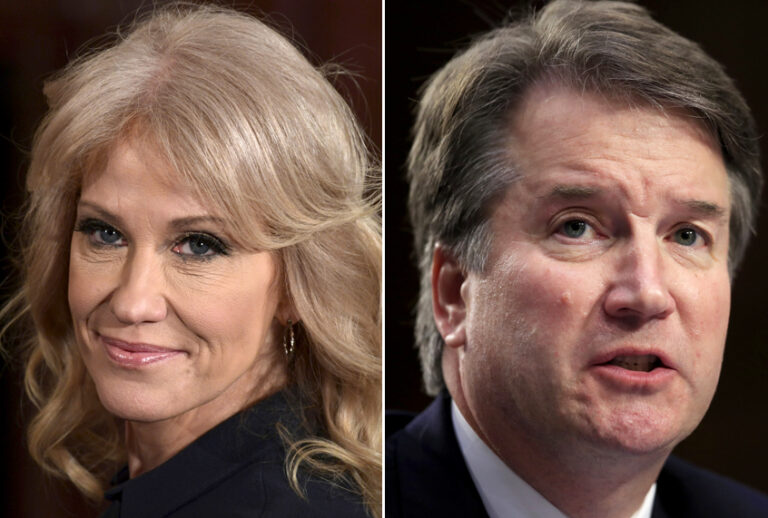Kellyanne Conway; Brett Kavanaugh (AP/Susan Walsh/Manuel Balce Ceneta)