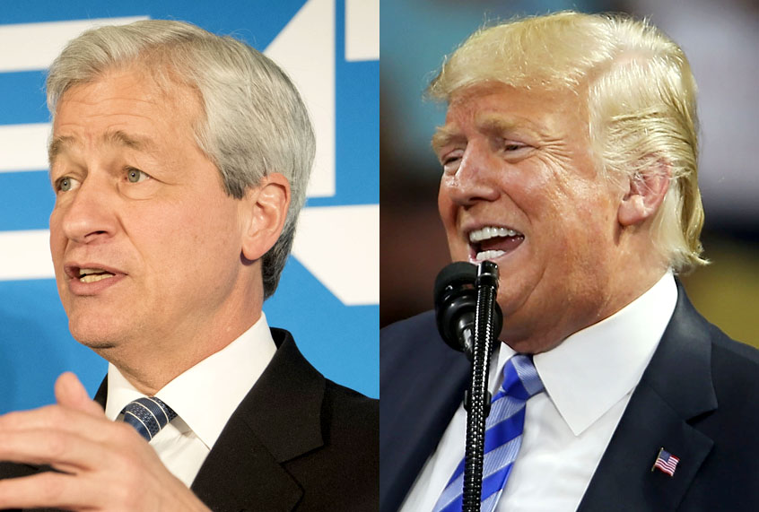 Jamie Dimon; Donald Trump (AP/Kevin Wolf/Getty/Spencer Platt)