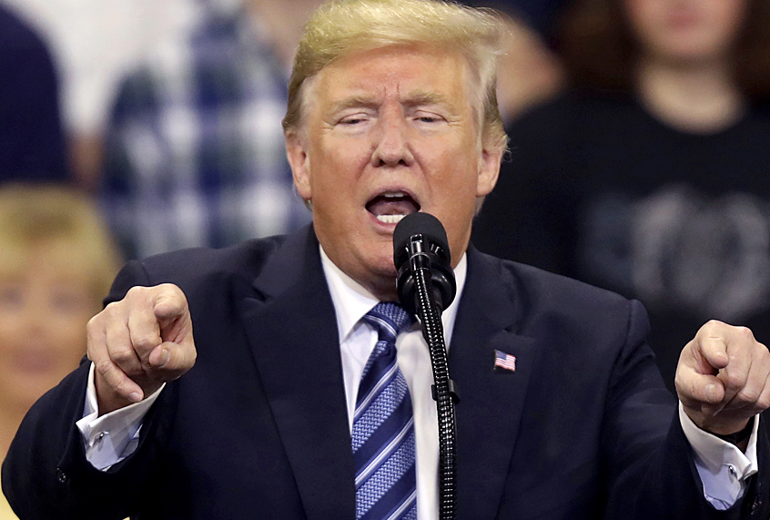 Donald Trump speaks at a rally at the Rimrock Auto Arena in Billings, Mont., Sept. 6, 2018. (AP/Jim Urquhart)