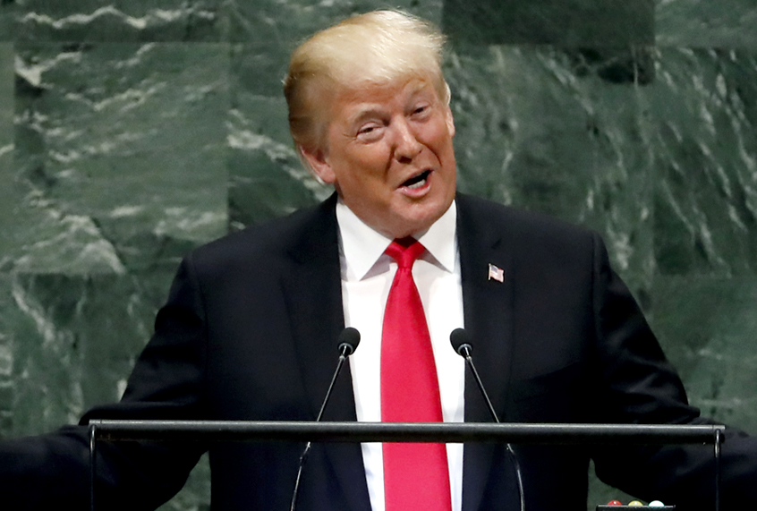 Donald Trump addresses the 73rd session of the United Nations General Assembly, at U.N. headquarters, Sept. 25, 2018. (AP/Richard Drew)