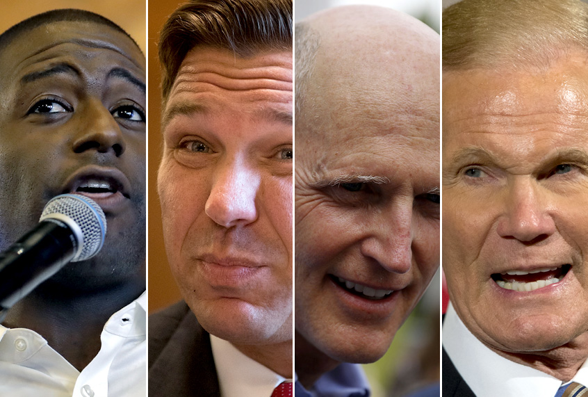 Andrew Gillum; Ron DeSantis; Rick Scott; Bill Nelson (AP/Getty)
