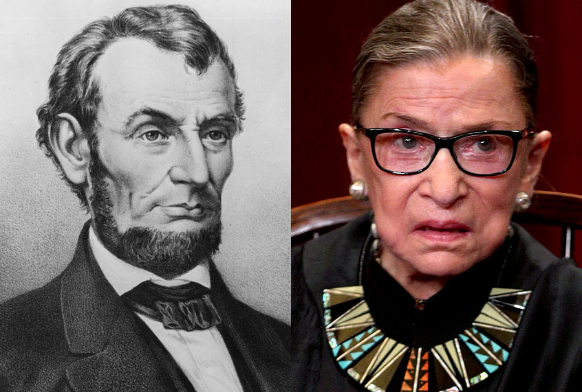 Abraham Lincoln; Ruth Bader Ginsburg (Getty/Hulton Archive/Alex Wong)