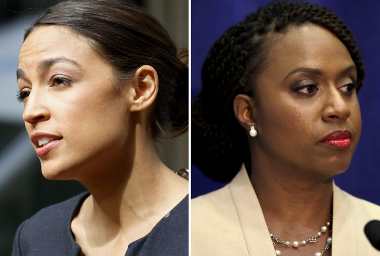 Alexandria Ocasio-Cortez; Ayanna Pressley (AP/Mark Lennihan/Charles Krupa)