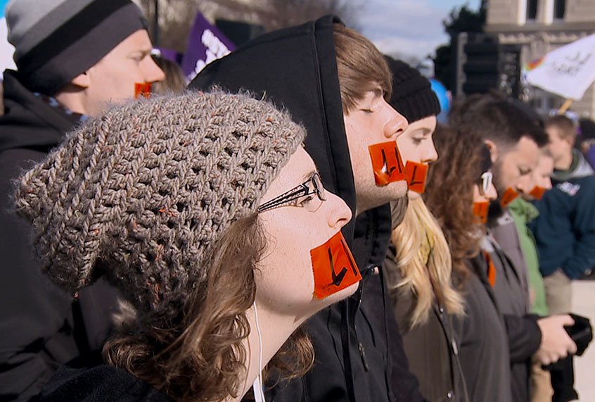 Protestors in "Reversing Roe" (Netflix)
