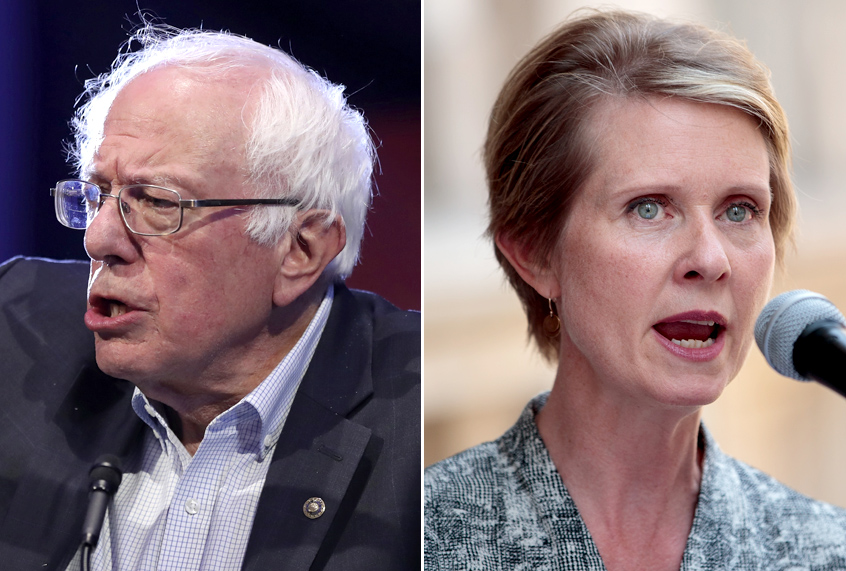 Bernie Sanders; Cynthia Nixon (AP/Carlos Osorio/Getty/Drew Angerer)
