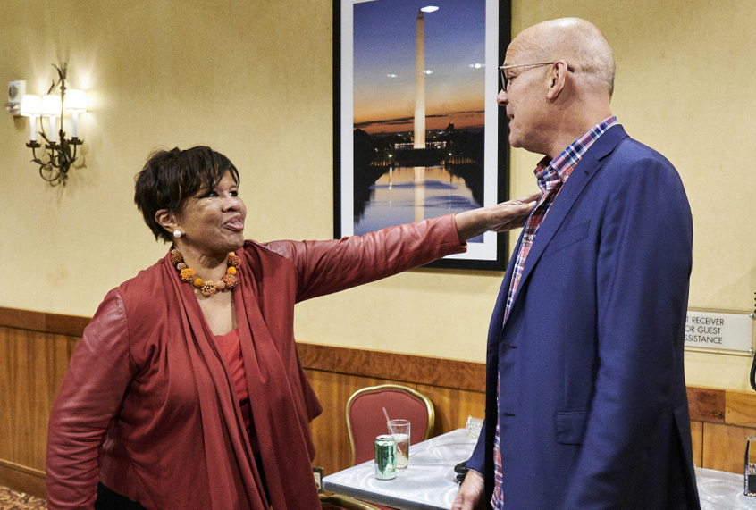 John Heilemann interviews Emma Coleman Jordan, a professor at Georgetown Law and legal counsel to Anita Hill during the Clarence Thomas Supreme Court nomination, in Washington, D.C., on "The Circus" (T.j. Kirkpatrick/Showtime)
