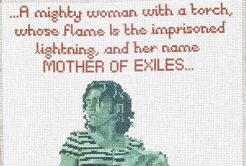 (Embroidery by Priti Gulati Cox/Independent Media Institute)
