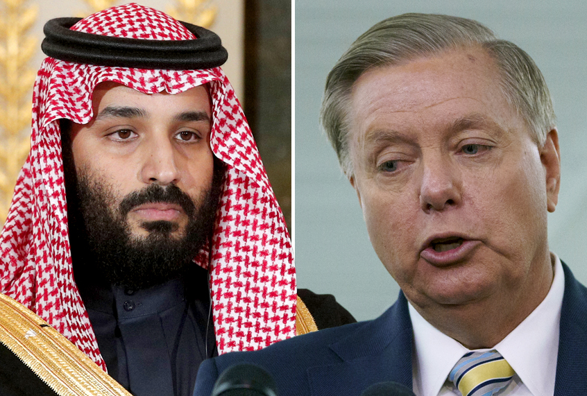Mohammed bin Salman; Lindsey Graham (AP/Yoan Valat/Carolyn Kaster)
