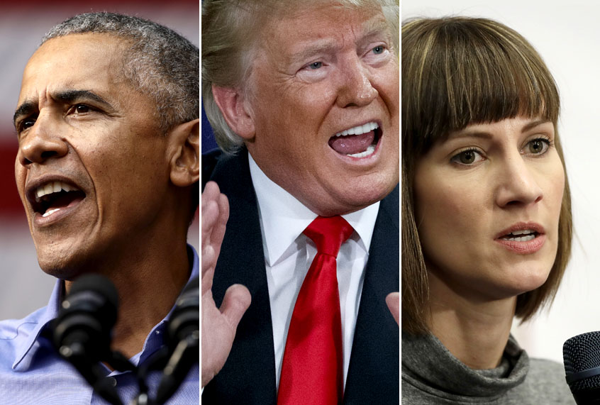 Barack Obama; Donald Trump; Rachel Crooks (AP Photo)