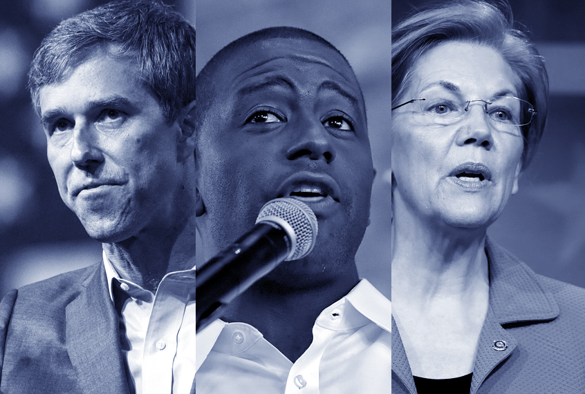 Beto O'Rourke; Andrew Gillum; Elizabeth Warren (AP/Richard W. Rodriguez/Chris O'Meara/J. Scott Applewhite)