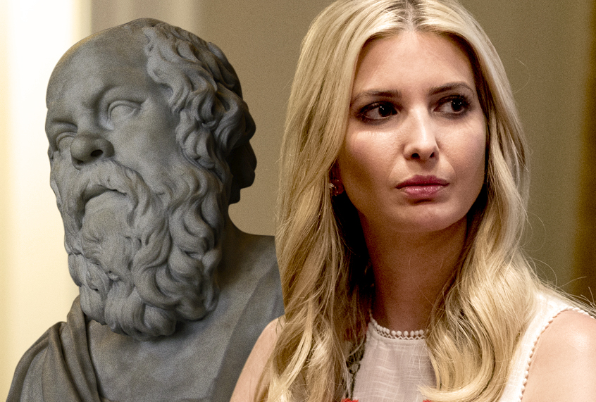 Socrates; Ivanka Trump (© Bar Harel, CC BY-SA 4.0, Wikimedia Commons/AP/Salon)