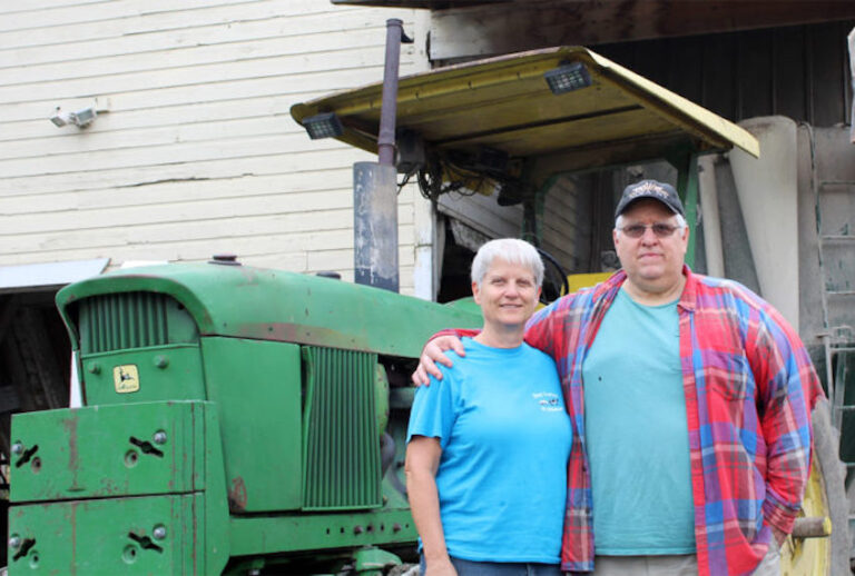 Lisa and Kevin Engelbert on the farm. (Lela Nargi / Civil Eats)