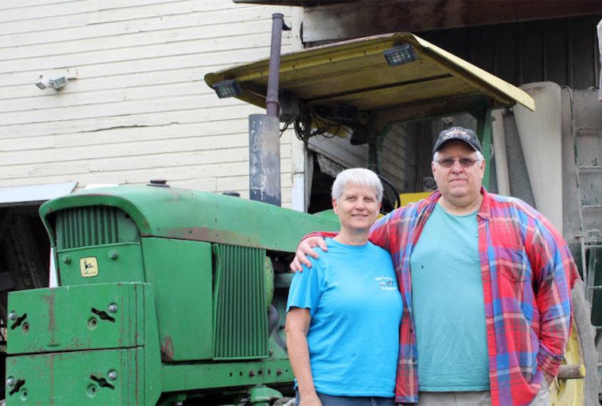 Lisa and Kevin Engelbert on the farm. (Lela Nargi / Civil Eats)