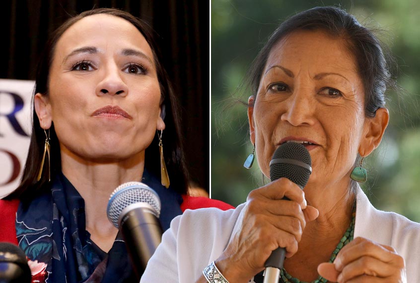 Sharice Davids; Deb Haaland (AP/Colin E. Braley/Getty/Mark Ralston)