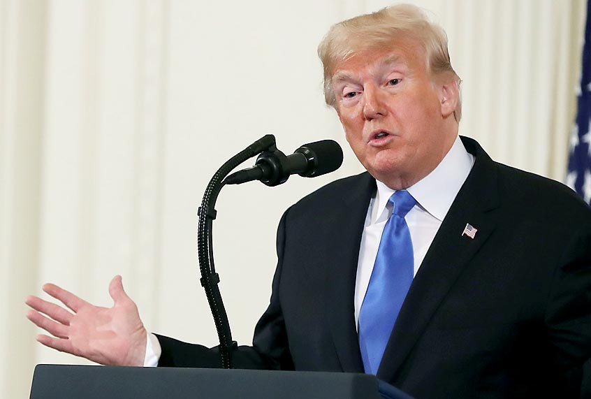 Donald Trump speaks during a news conference a day after Americans voted in the midterm elections on November 7, 2018 in the East Room of the White House. (Getty/Mark Wilson)