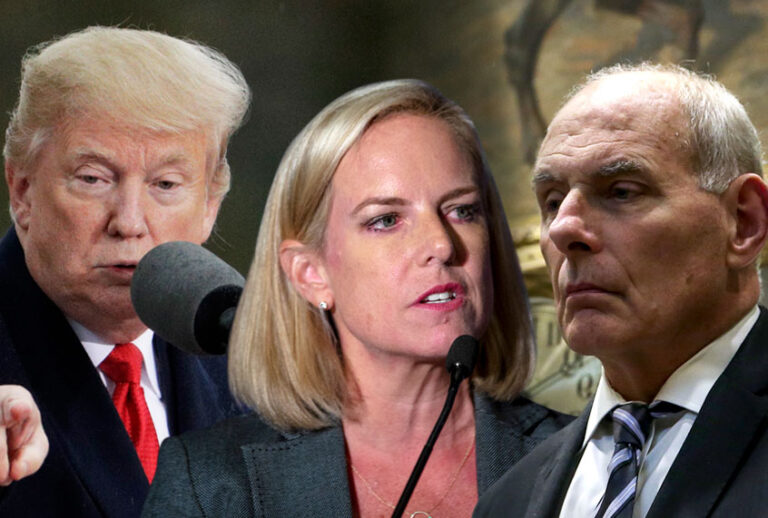 Donald Trump; Kirstjen Nielsen; John Kelly (Getty/Photo Montage by Salon)