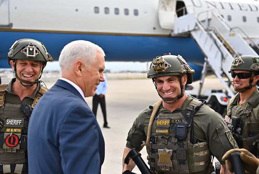Vice President Mike Pence shared this photo on Twitter of SWAT team members with the Broward County Sheriff’s Office (Vice President Mike Pence, via Twitter)