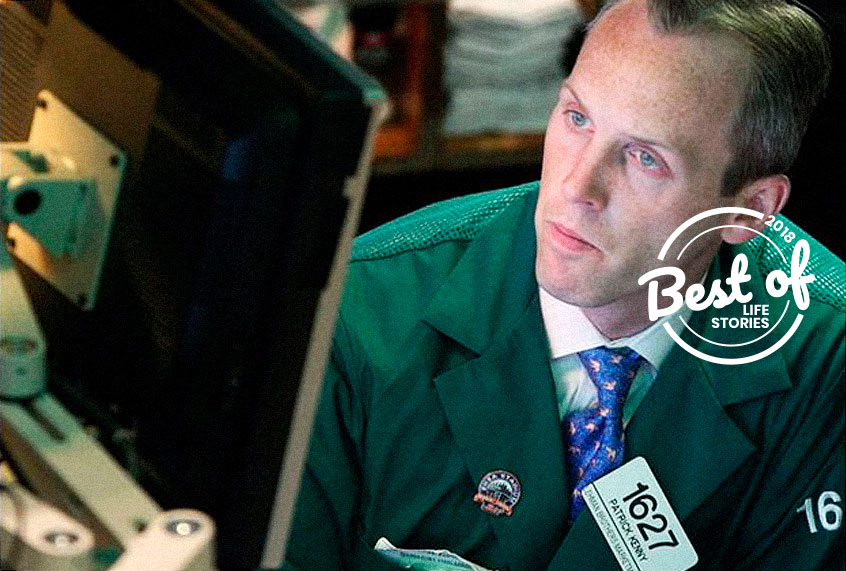 A Specialist of Lehman Brothers works his post on the trading floor of the New York Stock Exchange, Sept. 15, 2008. (AP/David Karp)
