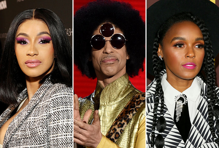 Cardi B; Prince; Janelle Monáe (Getty/Tommaso Boddi/Kevin Winter/JB Lacroix)