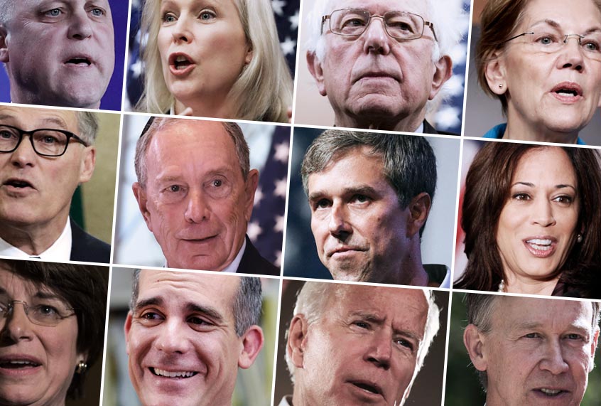 Mitch Landrieu; Kirsten Gillibrand; Bernie Sanders; Elizabeth Warren; Jay Inslee; Michael Bloomberg; Beto O'Rourke; Kamala Harris; Amy Klobuchar; Eric Garcetti; Joe Biden; John Hickenlooper (AP/Getty)